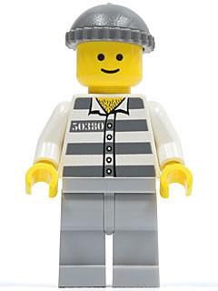 LEGO Minifigure-Police - Jail Prisoner 50380 Prison Stripes, Light Bluish Gray Legs, Dark Bluish Gray Knit Cap-Town / City / Police-CTY028-Creative Brick Builders
